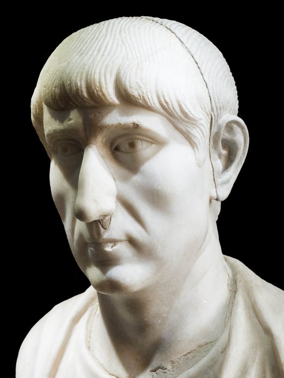 Presumed bust of Constantius II (or Valens), from an exhibition at the Colosseum, 2013